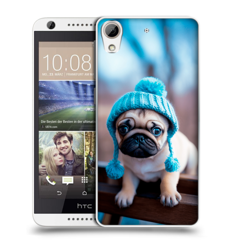 Силиконовый чехол на HTC Desire 626 с принтом Мопс в шапке Силиконовый чехол на HTC Desire 626 с принтом Мопс в шапке