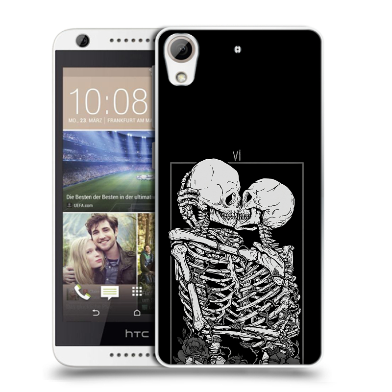 Силиконовый чехол на HTC Desire 626 с принтом Поцелуй скелетов Силиконовый чехол на HTC Desire 626 с принтом Поцелуй скелетов