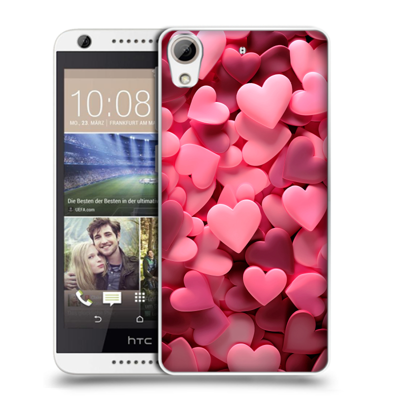 Силиконовый чехол на HTC Desire 626 с принтом розовые сердечки Силиконовый чехол на HTC Desire 626 с принтом розовые сердечки