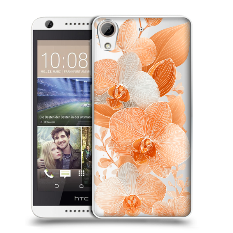 Силиконовый чехол на HTC Desire 626 с принтом Бежевые цветы Силиконовый чехол на HTC Desire 626 с принтом Бежевые цветы