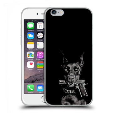 Пластиковый чехол на Iphone 6s с принтом Доберман и пистолет