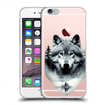 Пластиковый чехол на Iphone 6s с принтом Волк в лесу Пластиковый чехол на Iphone 6s с принтом Волк в лесу