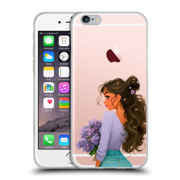Пластиковый чехол на Iphone 6s  с принтом девушка цветы