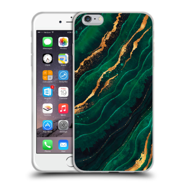 Пластиковый чехол на Iphone 6s Plus с принтом Мрамор зеленое золото