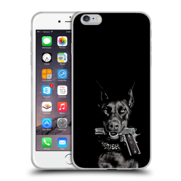 Пластиковый чехол на Iphone 6s Plus с принтом Доберман и пистолет