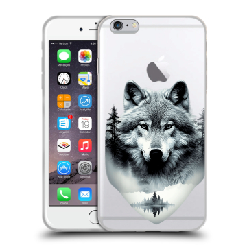 Пластиковый чехол на Iphone 6s Plus с принтом Волк в лесу Пластиковый чехол на Iphone 6s Plus с принтом Волк в лесу