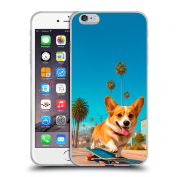Пластиковый чехол на Iphone 6s Plus с принтом Корги на скейте Пластиковый чехол на Iphone 6s Plus с принтом Корги на скейте