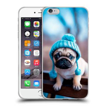 Пластиковый чехол на Iphone 6s Plus с принтом Мопс в шапке