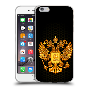 Пластиковый чехол на Iphone 6s Plus с принтом Герб России желтый Пластиковый чехол на Iphone 6s Plus с принтом Герб России желтый