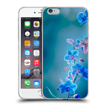 Пластиковый чехол на Iphone 6s Plus с принтом Голубые цветы Пластиковый чехол на Iphone 6s Plus с принтом Голубые цветы