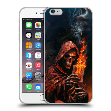 Пластиковый чехол на Iphone 6s Plus с принтом Скелет и карты Пластиковый чехол на Iphone 6s Plus с принтом Скелет и карты