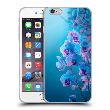 Пластиковый чехол на Iphone 6s Plus с принтом голубые орхидеи Пластиковый чехол на Iphone 6s Plus с принтом голубые орхидеи