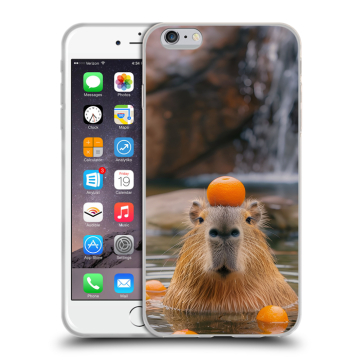 Пластиковый чехол на Iphone 6s Plus с принтом Капибара с апельсином