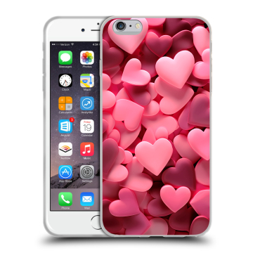 Пластиковый чехол на Iphone 6s Plus с принтом розовые сердечки
