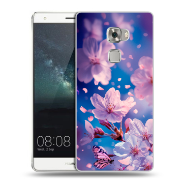 Пластиковый чехол на Huawei Mate S с принтом цветы бабочки Пластиковый чехол на Huawei Mate S с принтом цветы бабочки