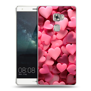 Пластиковый чехол на Huawei Mate S с принтом розовые сердечки Пластиковый чехол на Huawei Mate S с принтом розовые сердечки