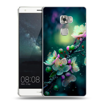 Пластиковый чехол на Huawei Mate S с принтом Цветы и мрамор