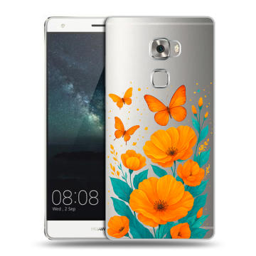 Пластиковый чехол на Huawei Mate S с принтом цветы бабочки Пластиковый чехол на Huawei Mate S с принтом цветы бабочки