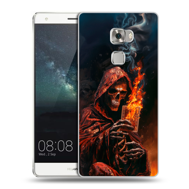 Пластиковый чехол на Huawei Mate S с принтом Скелет и карты Пластиковый чехол на Huawei Mate S с принтом Скелет и карты