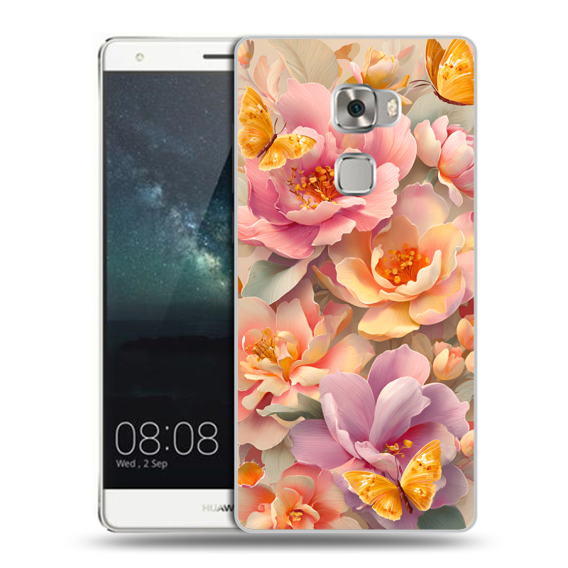 Пластиковый чехол на Huawei Mate S с принтом Цветы и бабочки Пластиковый чехол на Huawei Mate S с принтом Цветы и бабочки