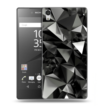 Силиконовый чехол на Sony Xperia Z5 Premium с принтом Черные кристаллы