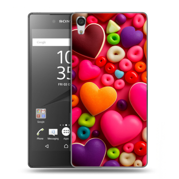 Силиконовый чехол на Sony Xperia Z5 Premium с принтом Сердечки