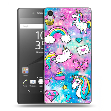 Силиконовый чехол на Sony Xperia Z5 Premium с принтом Единороги Силиконовый чехол на Sony Xperia Z5 Premium с принтом Единороги