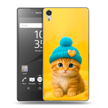 Силиконовый чехол на Sony Xperia Z5 Premium с принтом Котенок в шапке