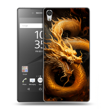 Силиконовый чехол на Sony Xperia Z5 Premium с принтом Золотой дракон Силиконовый чехол на Sony Xperia Z5 Premium с принтом Золотой дракон