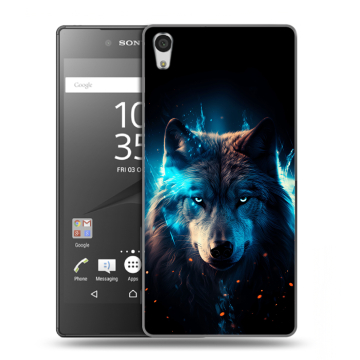 Силиконовый чехол на Sony Xperia Z5 Premium с принтом Волк ночной Силиконовый чехол на Sony Xperia Z5 Premium с принтом Волк ночной