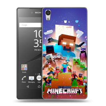 Силиконовый чехол на Sony Xperia Z5 Premium с принтом Майнкрафт Minecraft Силиконовый чехол на Sony Xperia Z5 Premium с принтом Майнкрафт Minecraft