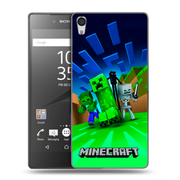 Силиконовый чехол на Sony Xperia Z5 Premium с принтом Майнкрафт Силиконовый чехол на Sony Xperia Z5 Premium с принтом Майнкрафт