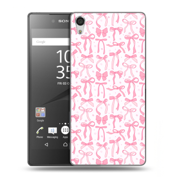 Силиконовый чехол на Sony Xperia Z5 Premium с принтом Розовые бантики