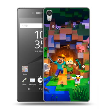 Силиконовый чехол на Sony Xperia Z5 Premium с принтом Майнкрафт Minecraft Силиконовый чехол на Sony Xperia Z5 Premium с принтом Майнкрафт Minecraft