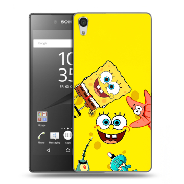 Силиконовый чехол на Sony Xperia Z5 Premium с принтом Спанч боб Спанчбоб