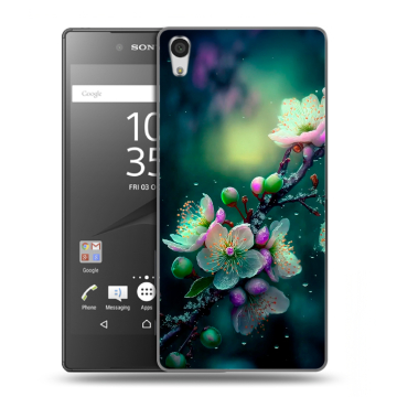 Силиконовый чехол на Sony Xperia Z5 Premium с принтом Цветы и мрамор Силиконовый чехол на Sony Xperia Z5 Premium с принтом Цветы и мрамор