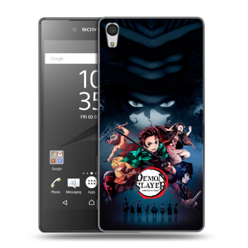 Силиконовый чехол на Sony Xperia Z5 Premium с принтом Demon Slayer Клинок рассекающий демонов