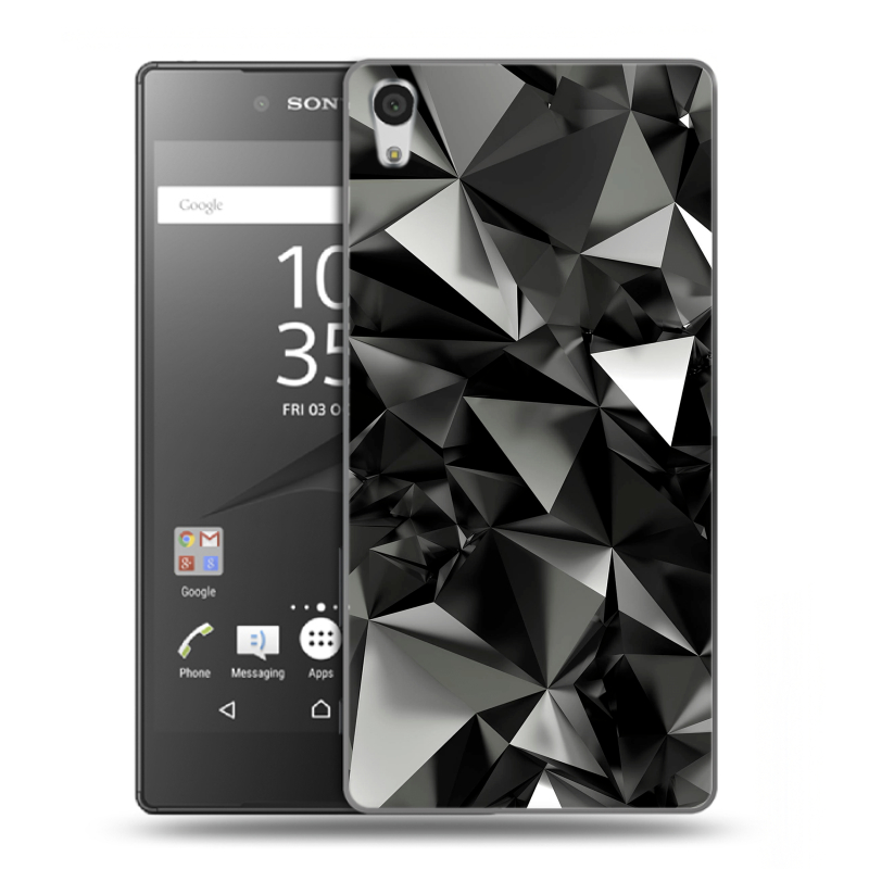 Силиконовый чехол на Sony Xperia Z5 Premium с принтом Черные кристаллы Силиконовый чехол на Sony Xperia Z5 Premium с принтом Черные кристаллы