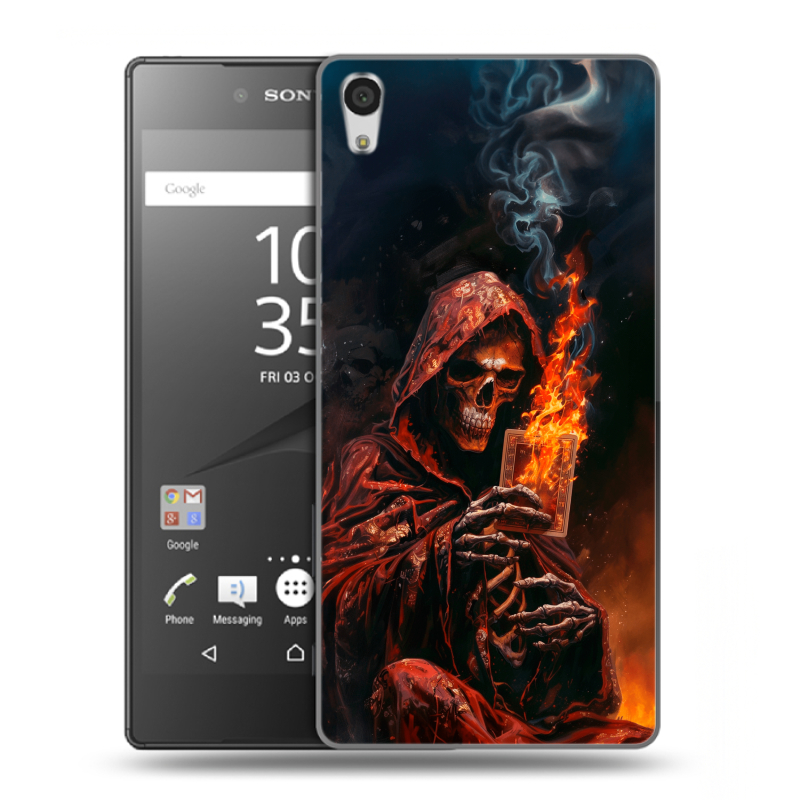 Силиконовый чехол на Sony Xperia Z5 Premium с принтом Скелет и карты Силиконовый чехол на Sony Xperia Z5 Premium с принтом Скелет и карты