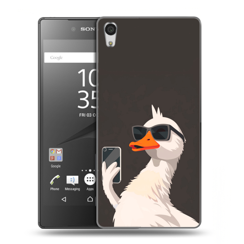 Пластиковый чехол на Sony Xperia Z5 Premium с принтом утка в очках Пластиковый чехол на Sony Xperia Z5 Premium с принтом утка в очках