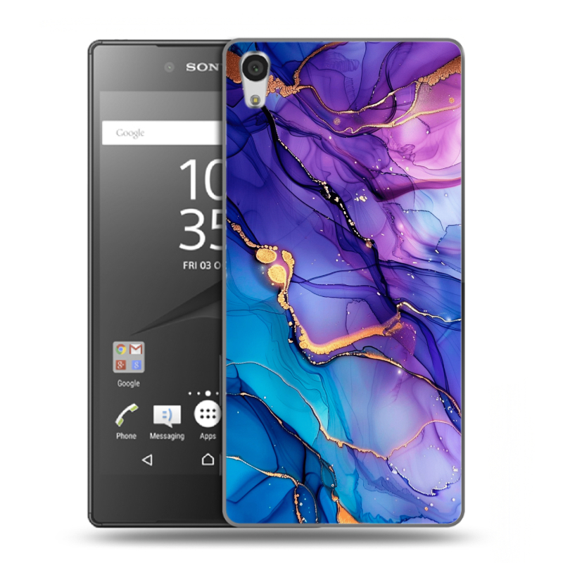 Пластиковый чехол на Sony Xperia Z5 Premium с принтом синий мрамор Пластиковый чехол на Sony Xperia Z5 Premium с принтом синий мрамор