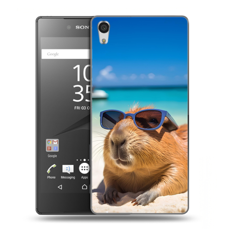 Пластиковый чехол на Sony Xperia Z5 Premium с принтом Капибара Пластиковый чехол на Sony Xperia Z5 Premium с принтом Капибара
