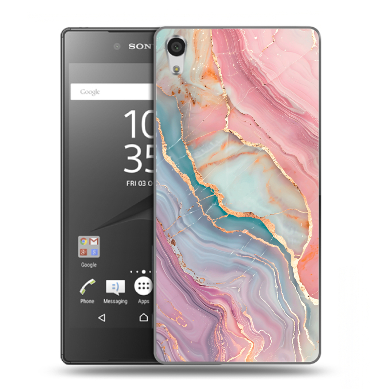 Пластиковый чехол на Sony Xperia Z5 Premium с принтом розовый мрамор Пластиковый чехол на Sony Xperia Z5 Premium с принтом розовый мрамор