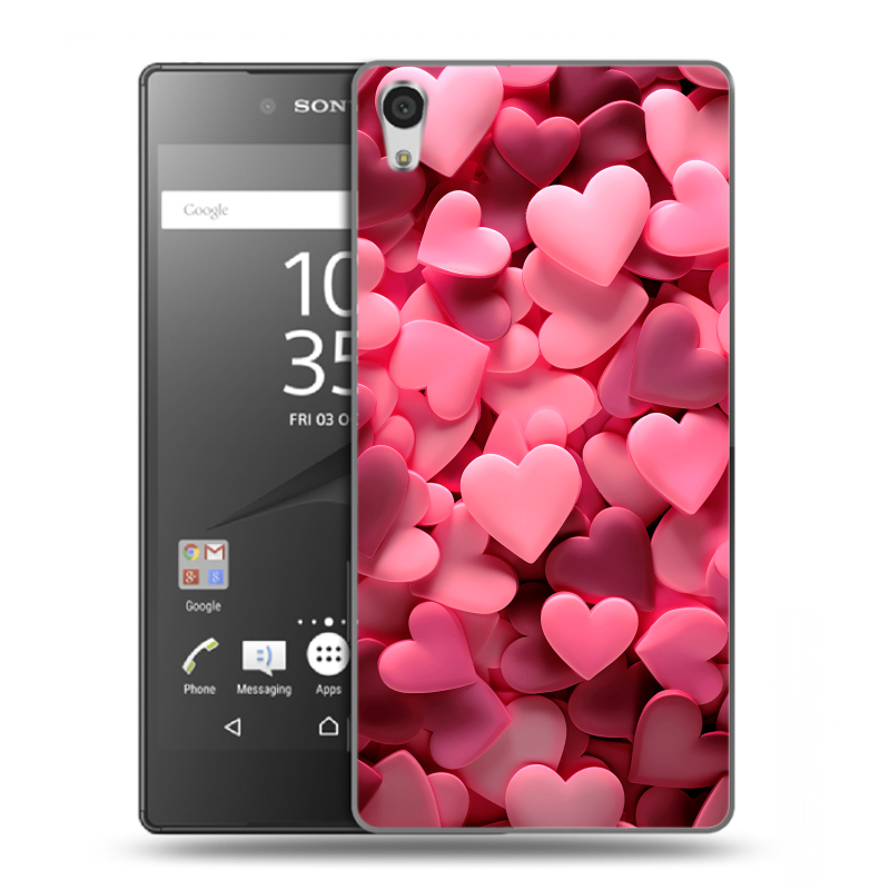 Пластиковый чехол на Sony Xperia Z5 Premium с принтом розовые сердечки Пластиковый чехол на Sony Xperia Z5 Premium с принтом розовые сердечки