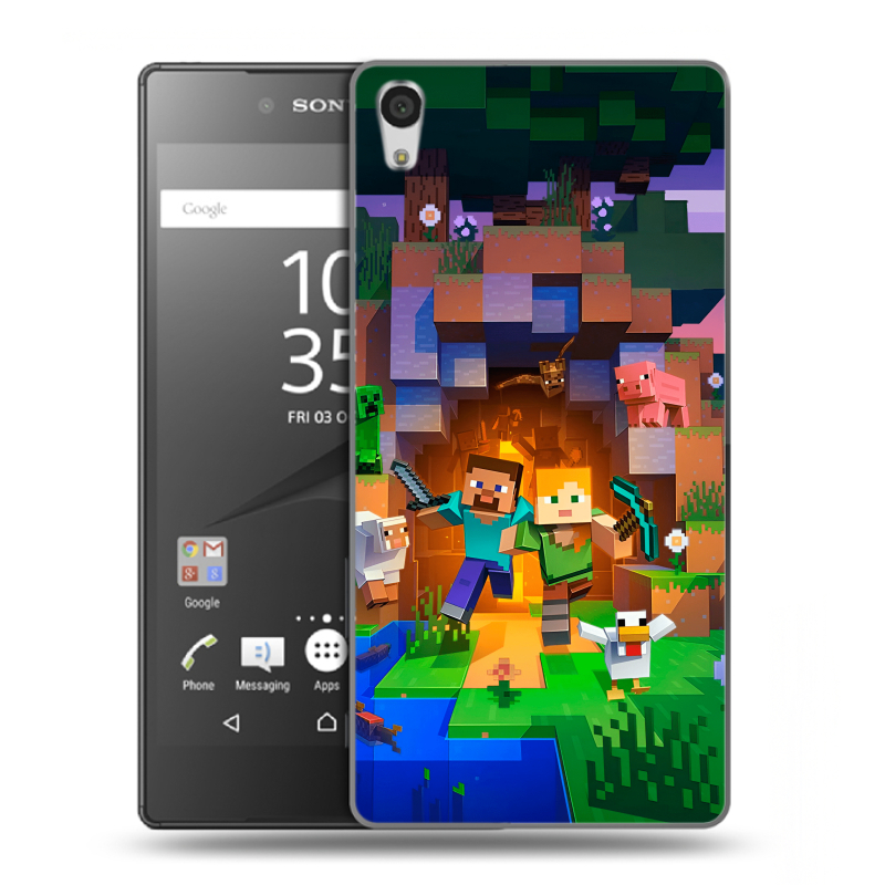 Силиконовый чехол на Sony Xperia Z5 Premium с принтом Майнкрафт Minecraft Силиконовый чехол на Sony Xperia Z5 Premium с принтом Майнкрафт Minecraft