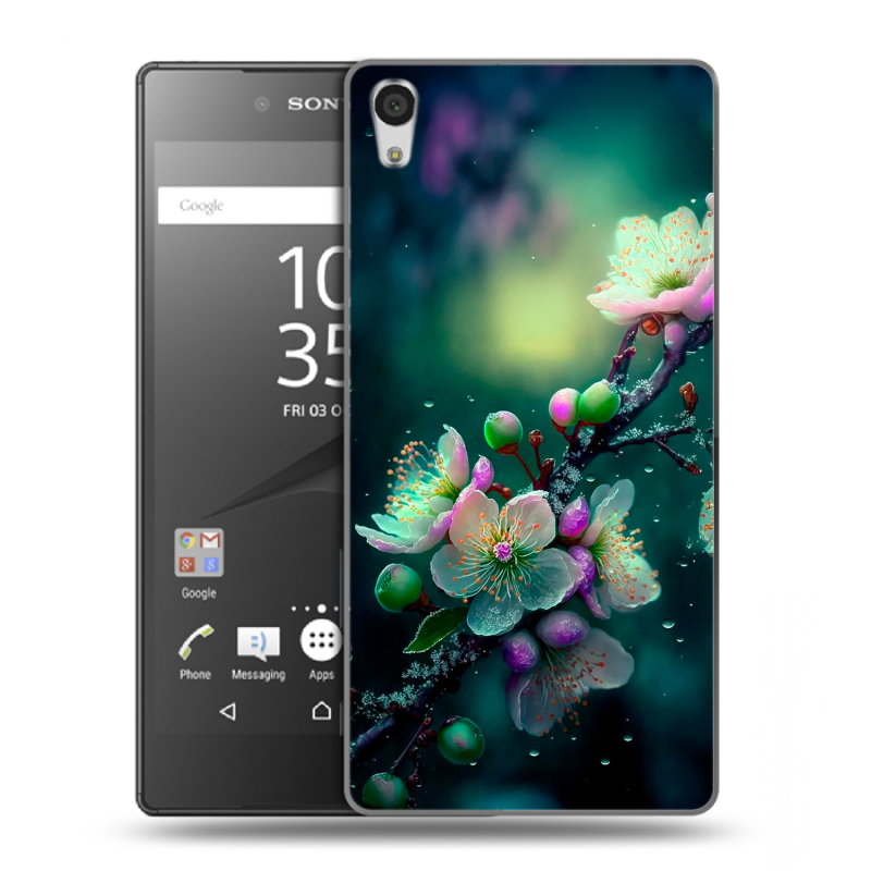 Пластиковый чехол на Sony Xperia Z5 Premium с принтом Цветы и мрамор Пластиковый чехол на Sony Xperia Z5 Premium с принтом Цветы и мрамор