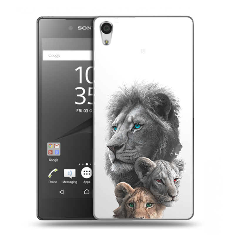 Пластиковый чехол на Sony Xperia Z5 Premium с принтом Львы Пластиковый чехол на Sony Xperia Z5 Premium с принтом Львы