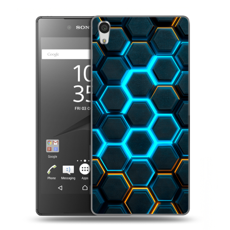 Силиконовый чехол на Sony Xperia Z5 Premium с принтом Неоновые соты Силиконовый чехол на Sony Xperia Z5 Premium с принтом Неоновые соты