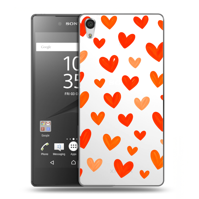 Силиконовый чехол на Sony Xperia Z5 Premium с принтом Сердечки Силиконовый чехол на Sony Xperia Z5 Premium с принтом Сердечки