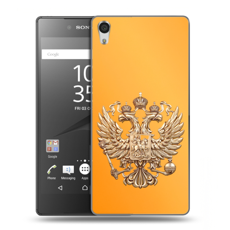 Силиконовый чехол на Sony Xperia Z5 Premium с принтом Герб Флаг России Силиконовый чехол на Sony Xperia Z5 Premium с принтом Герб Флаг России